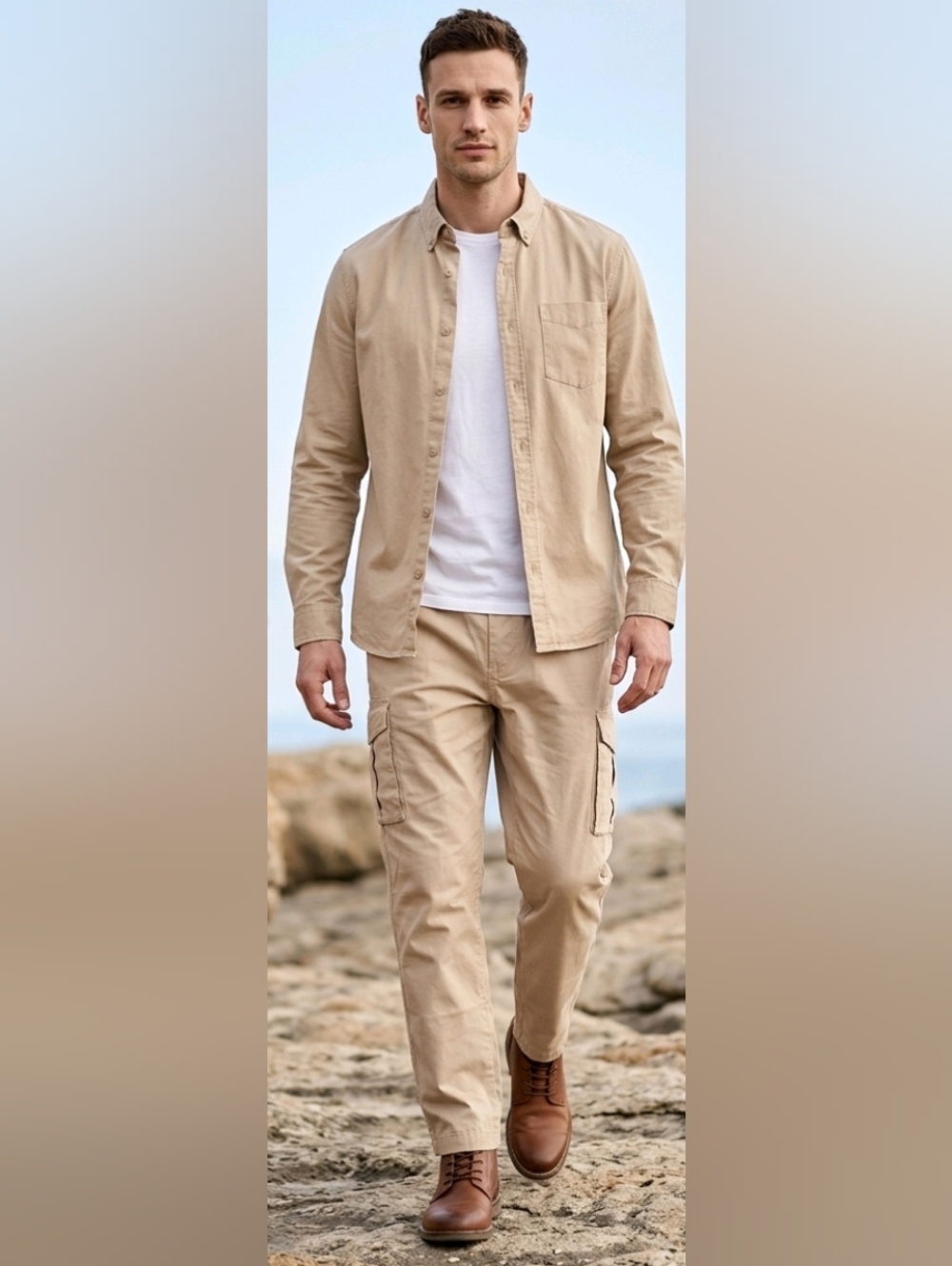 (158) CSG Men's Casual Cargo Pants in Khaki